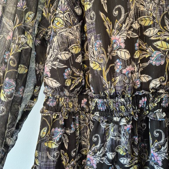 Torrid Black Floral Chiffon Lurex Tiered Ruffle Mini Dress Size 2X - Picture 6 of 11